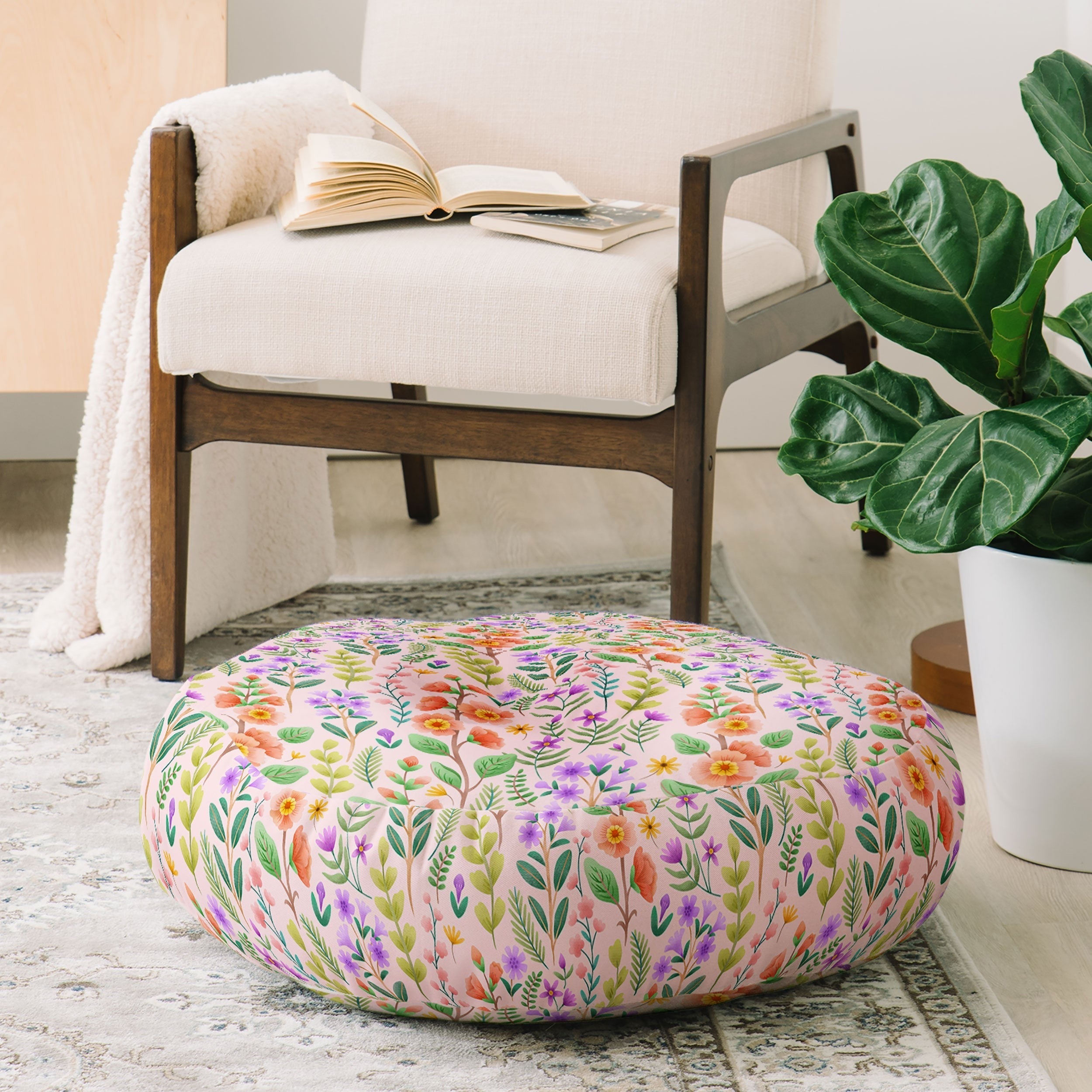 Pimlada Phuapradit Ditsy Spring Floral Floor Pillow Round