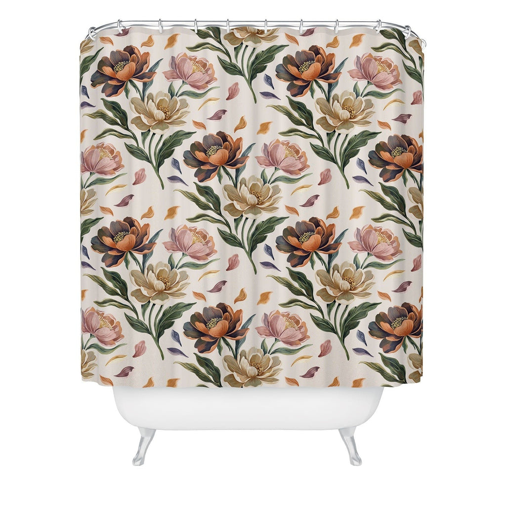 Marta Barragan Camarasa Hand Painted Peony Florals Shower Curtain