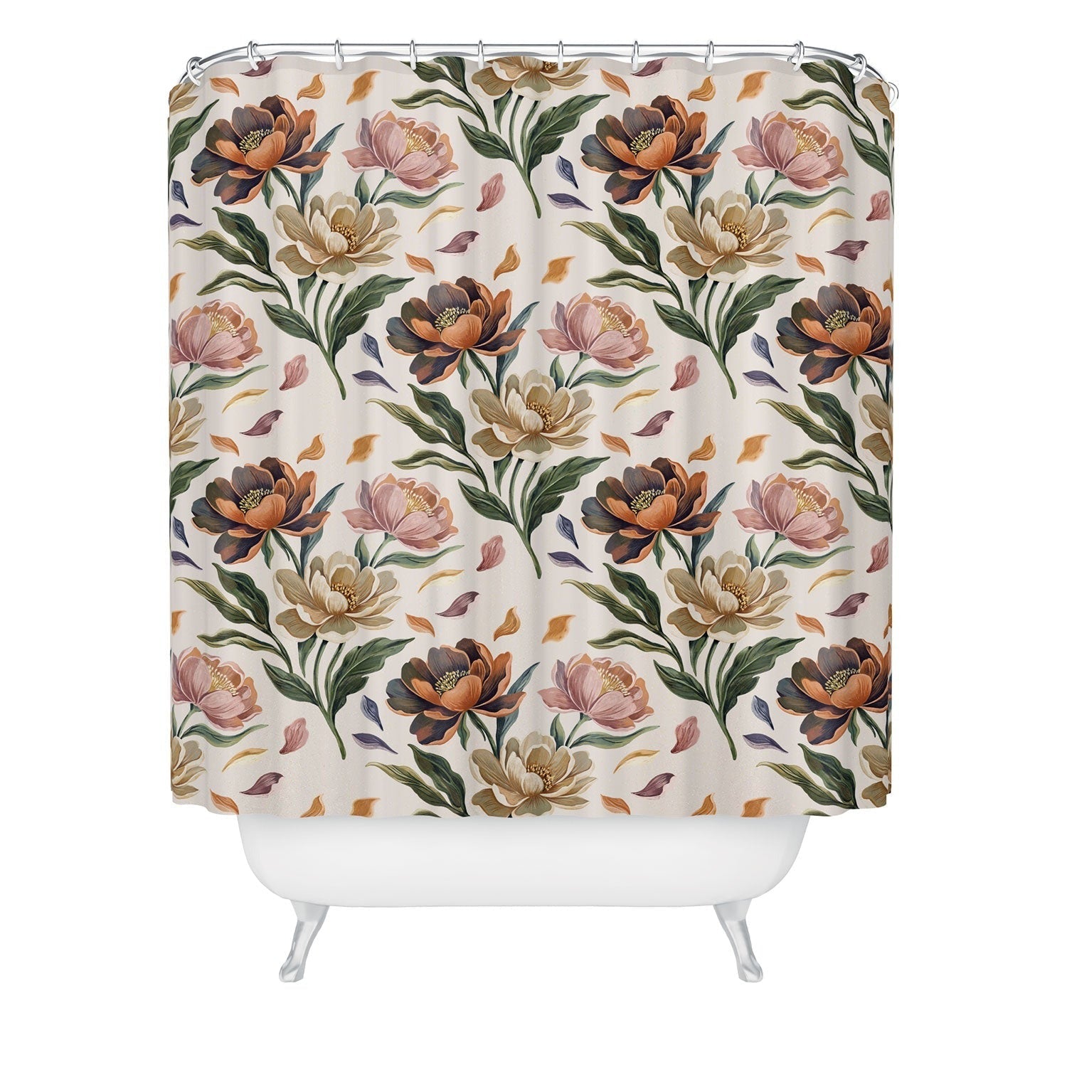 Marta Barragan Camarasa Hand Painted Peony Florals Shower Curtain