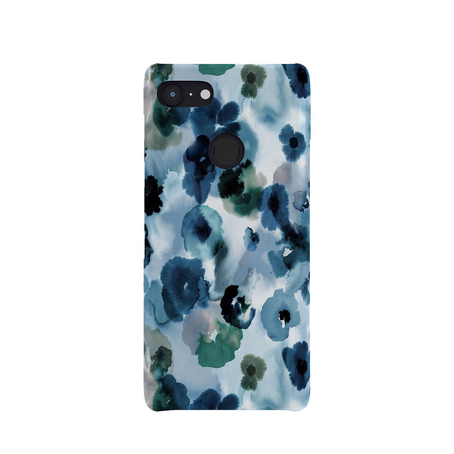 Ninola Design Botanic Retreat Ombre Abstract Watercolor Flowers Blue Navy Phone Case