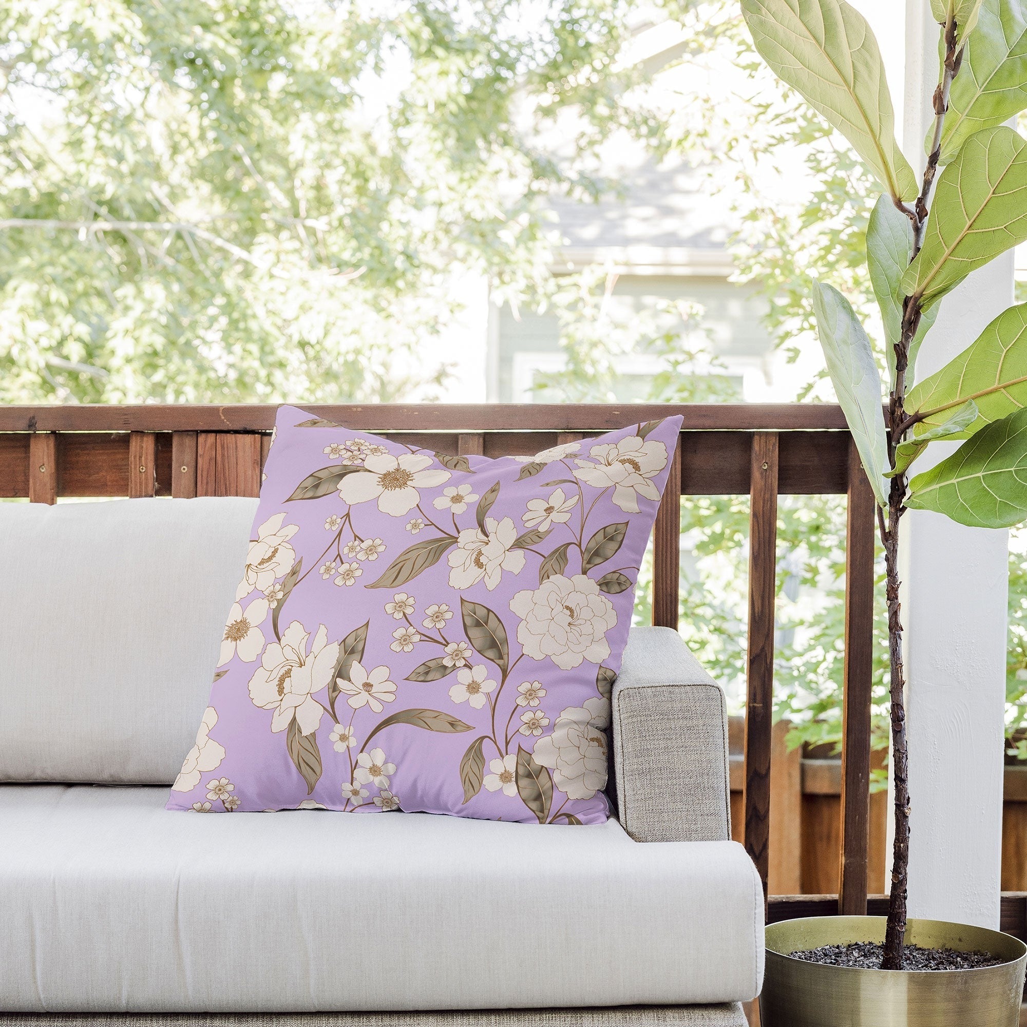 Gabriela Fuente Roberta lilac Outdoor Throw Pillow
