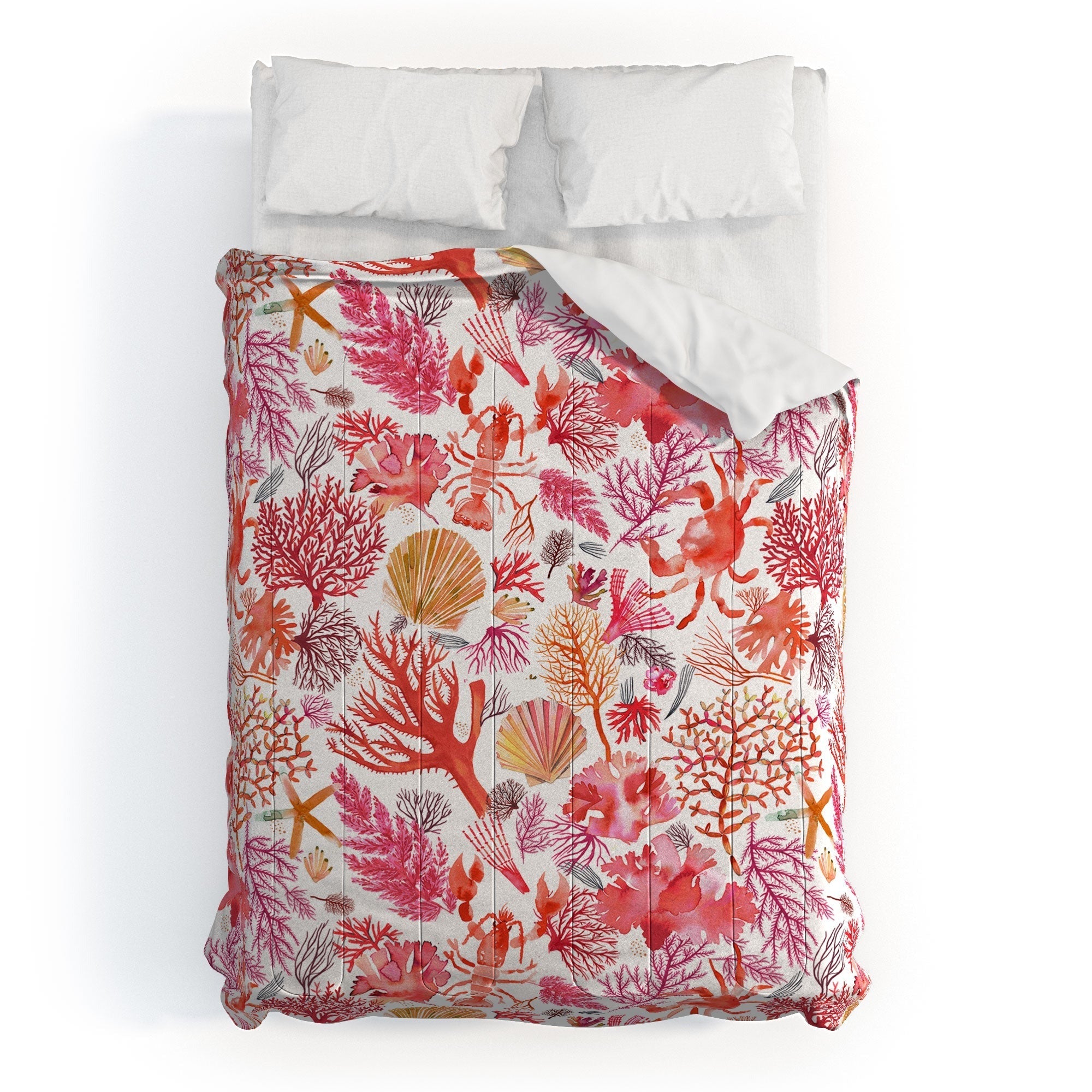 Ninola Design Botanic Retreat Coral Reef Crab Lobster Red Comforter