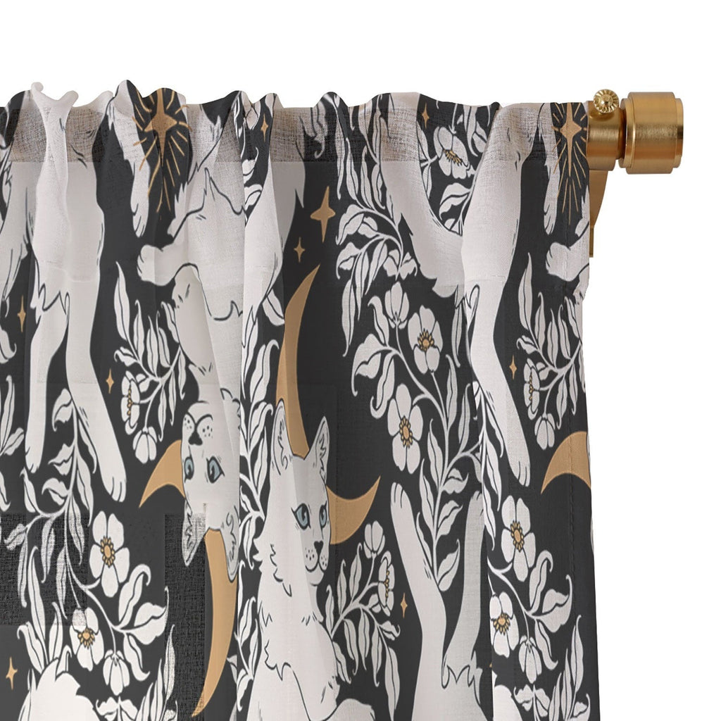 Avenie Celestial Cats Gold Sheer Non Repeat