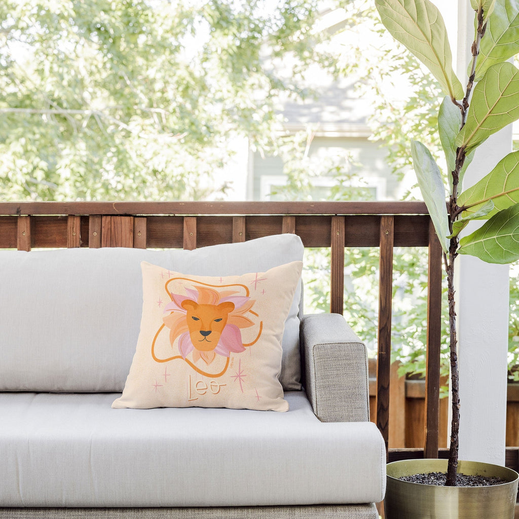 Little Om Zodiac Signs Leo Outdoor Throw Pillow