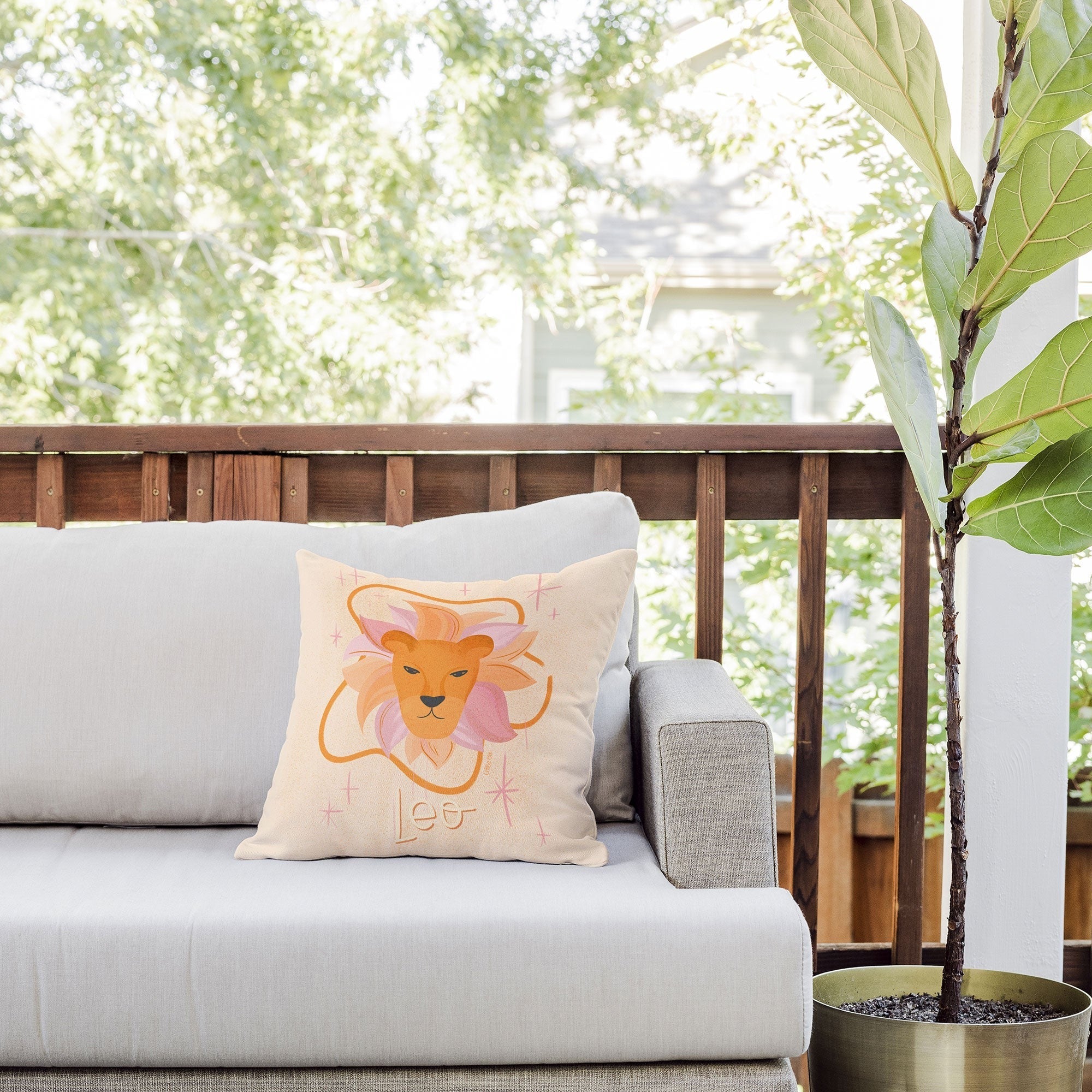 Little Om Zodiac Signs Leo Outdoor Throw Pillow