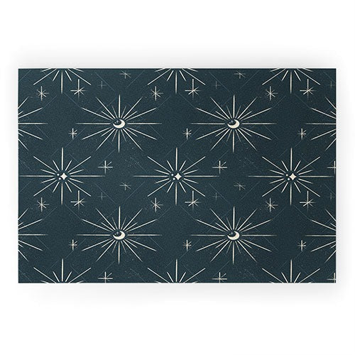 Little Om Pattern Little Moon navy Welcome Mat