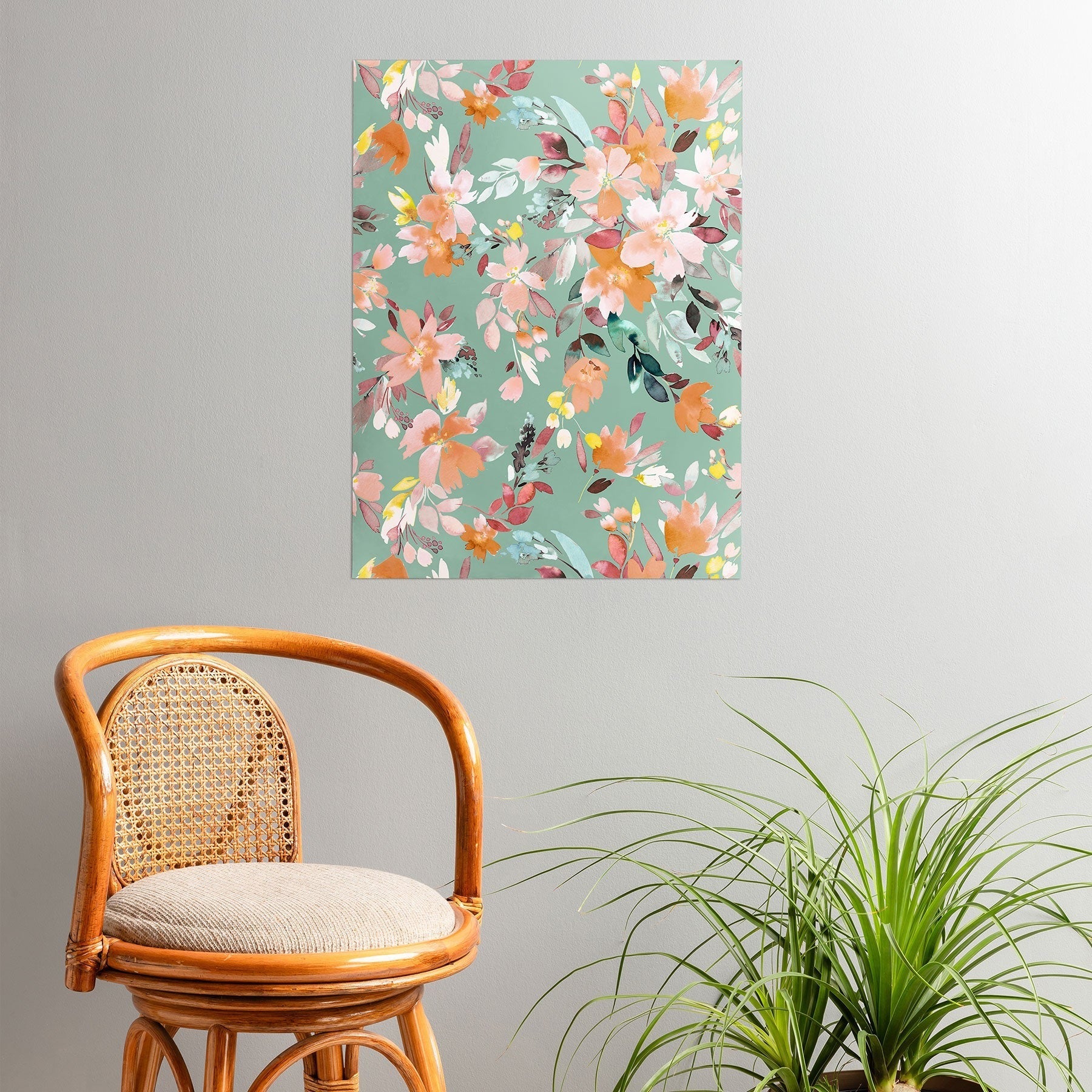 Ninola Design Botanic Retreat Floral Oleander Whimsical Teal Green Poster