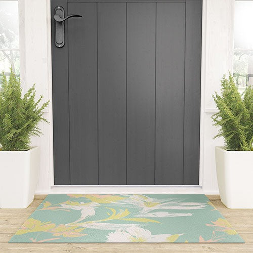 Gabriela Fuente Emma Floral Mint Welcome Mat