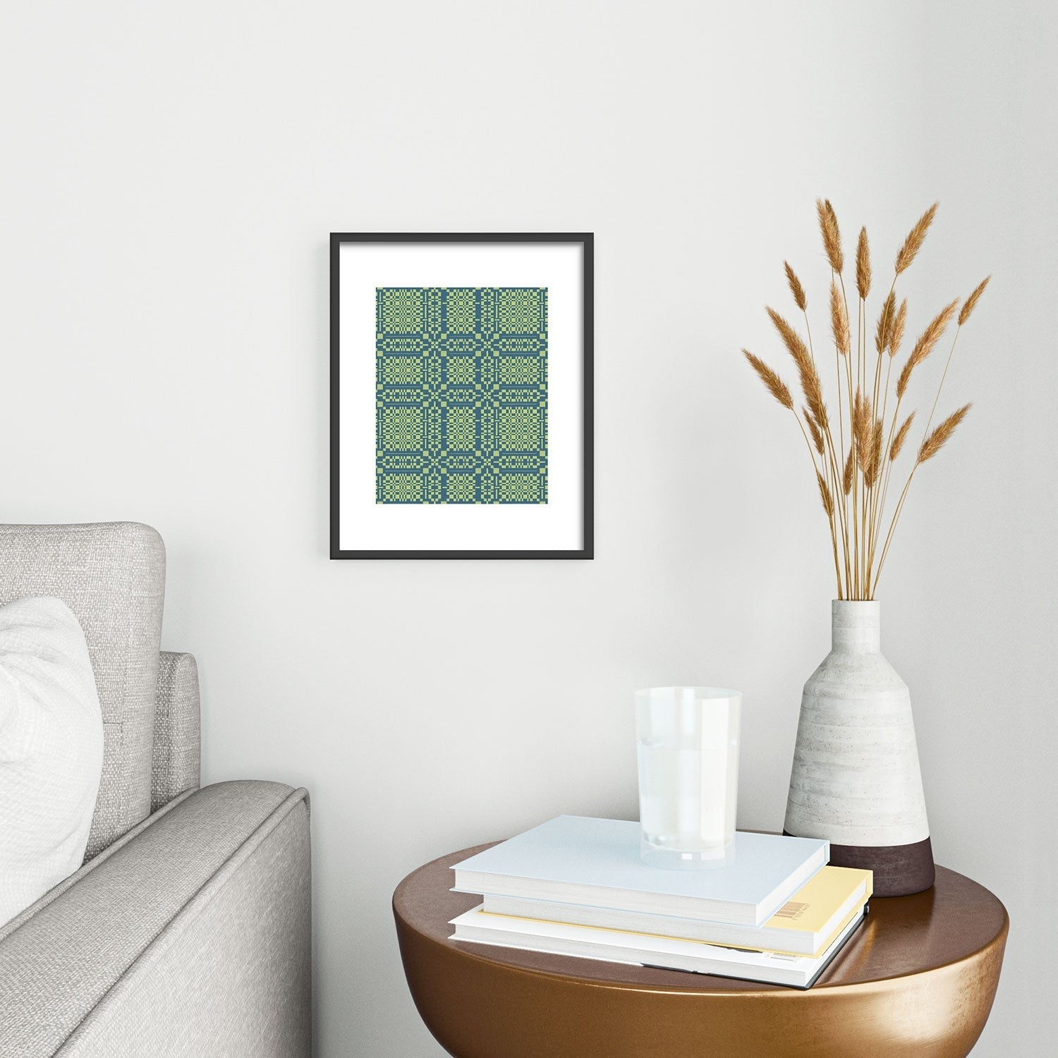 Marta Barragan Camarasa Nostalgic Grid Design Metal Framed Art Print