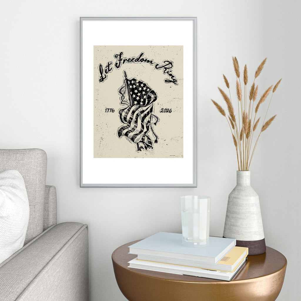 DENY Designs Let Freedom Ring Block Metal Framed Art Print