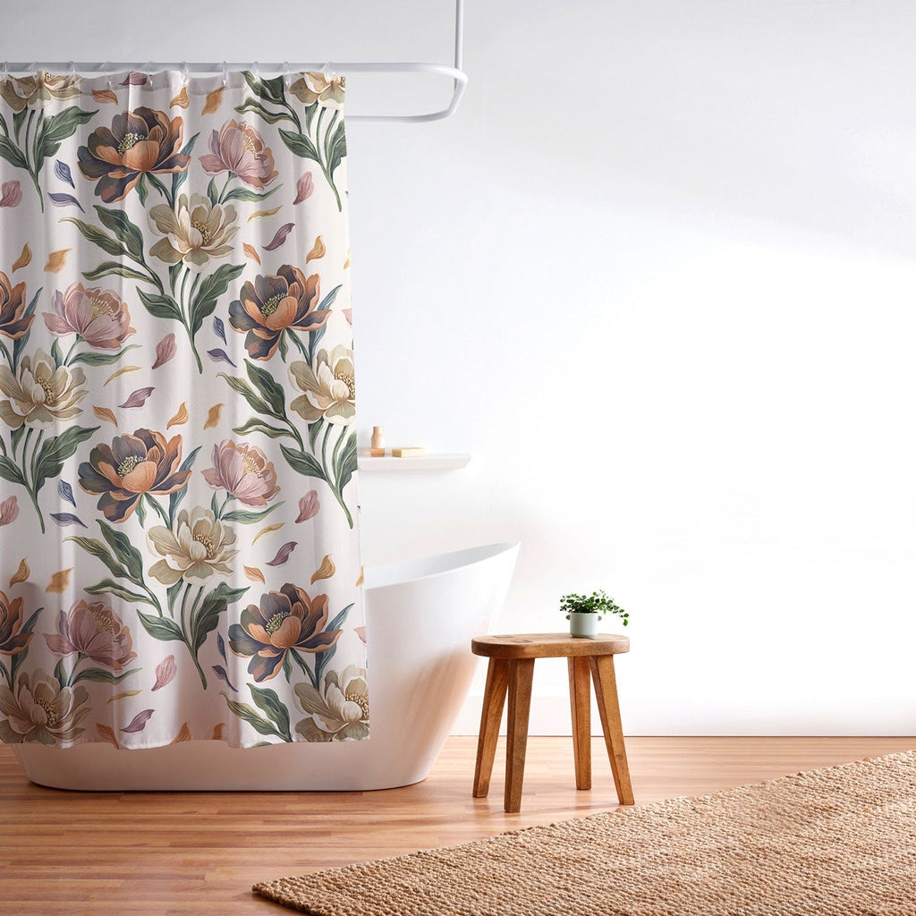 Marta Barragan Camarasa Hand Painted Peony Florals Shower Curtain