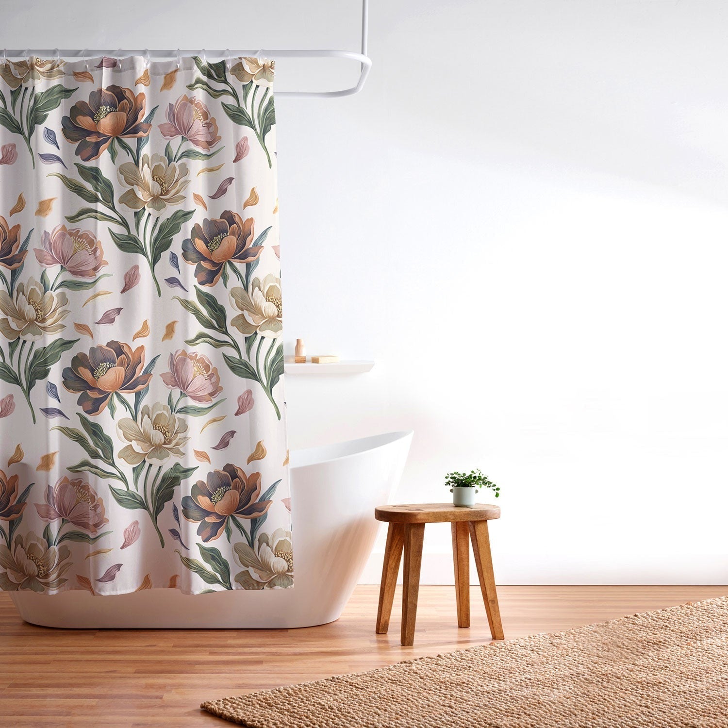 Marta Barragan Camarasa Hand Painted Peony Florals Shower Curtain