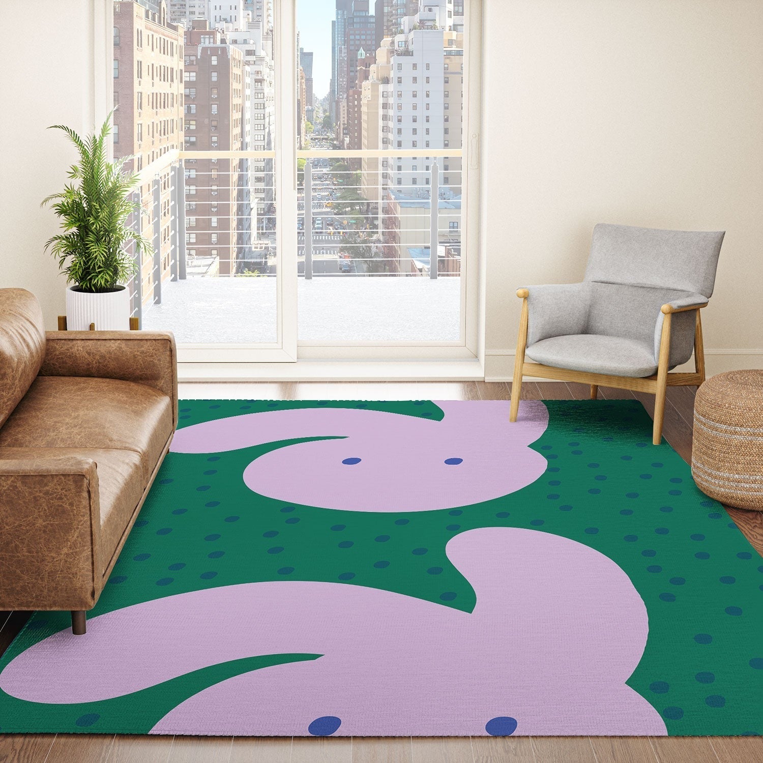 Camilla Foss Pebbles and Rabbit Area Rug