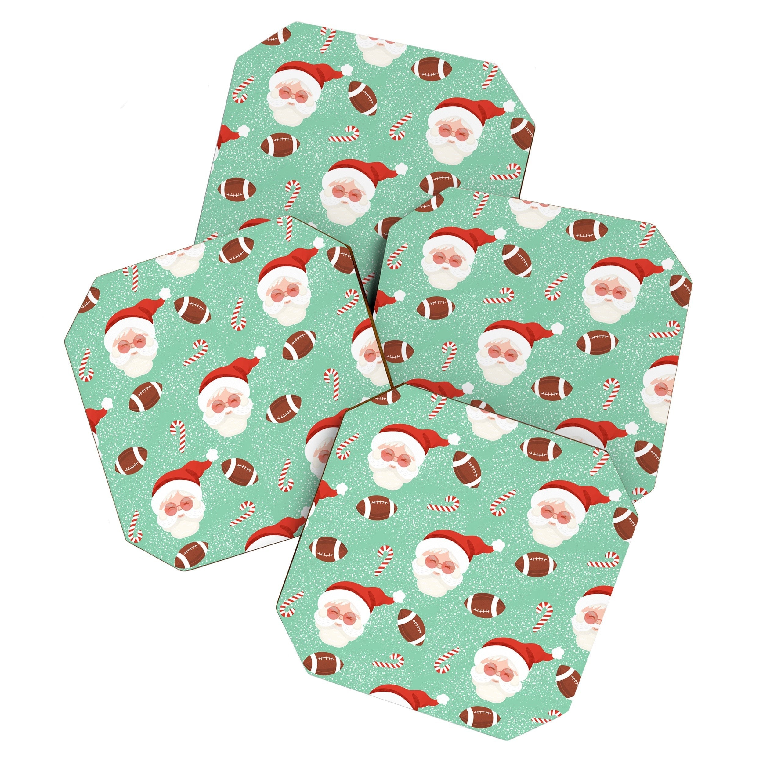 Design by Spark Sporty Football Santa Holiday Coaster Set