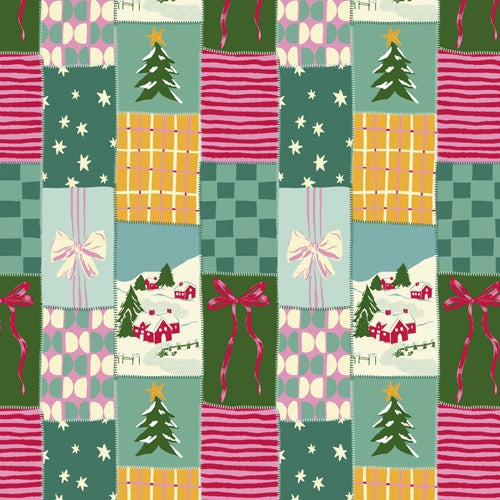 LouBruzzoni Cozy Christmas Patchwork Wall Mural