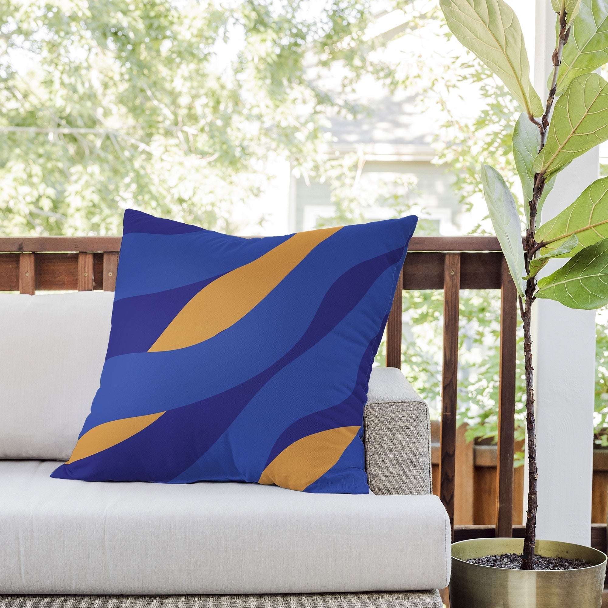 Camilla Foss Pebbles in Stream Outdoor Throw Pillow