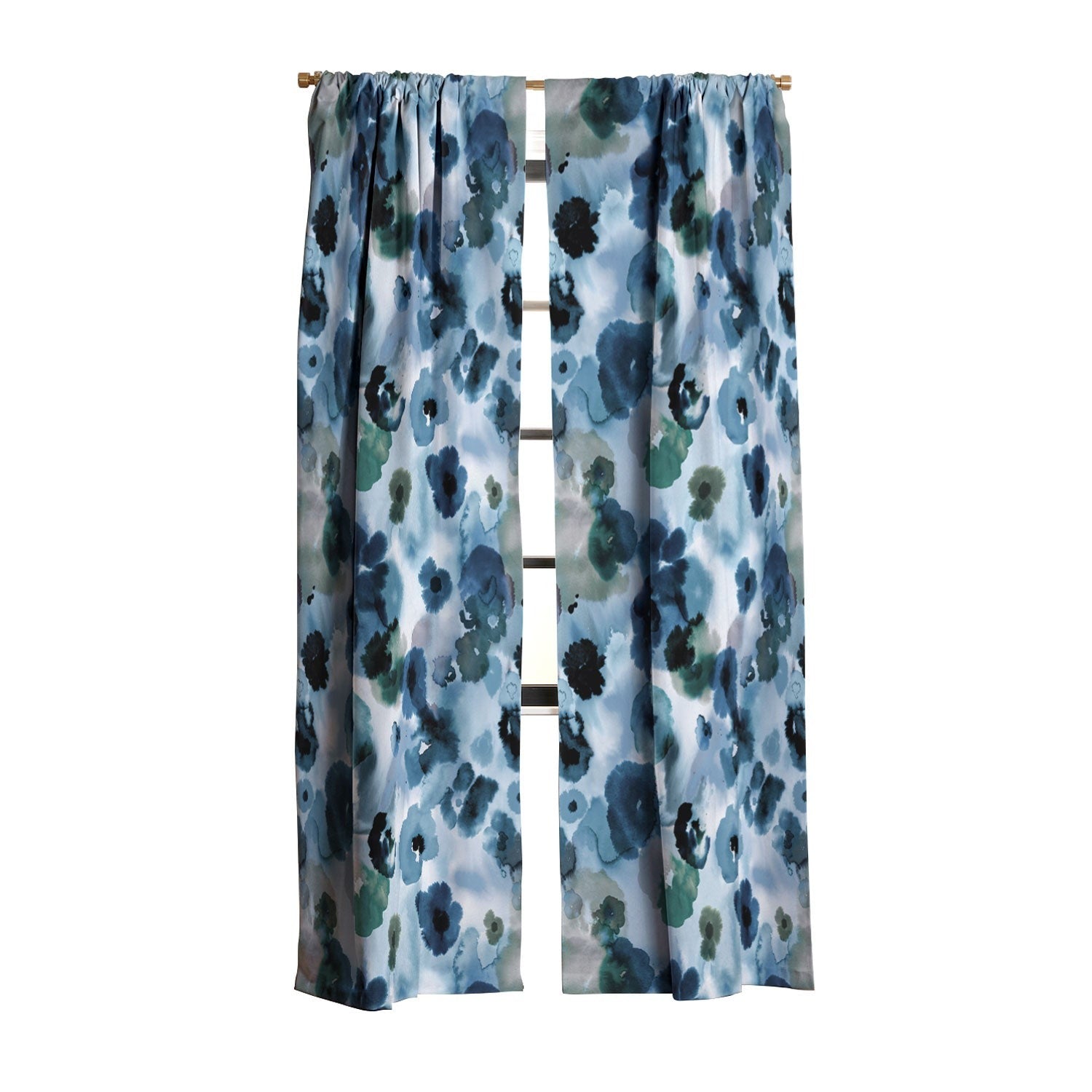 Ninola Design Botanic Retreat Ombre Abstract Watercolor Flowers Blue Navy Blackout Non Repeat