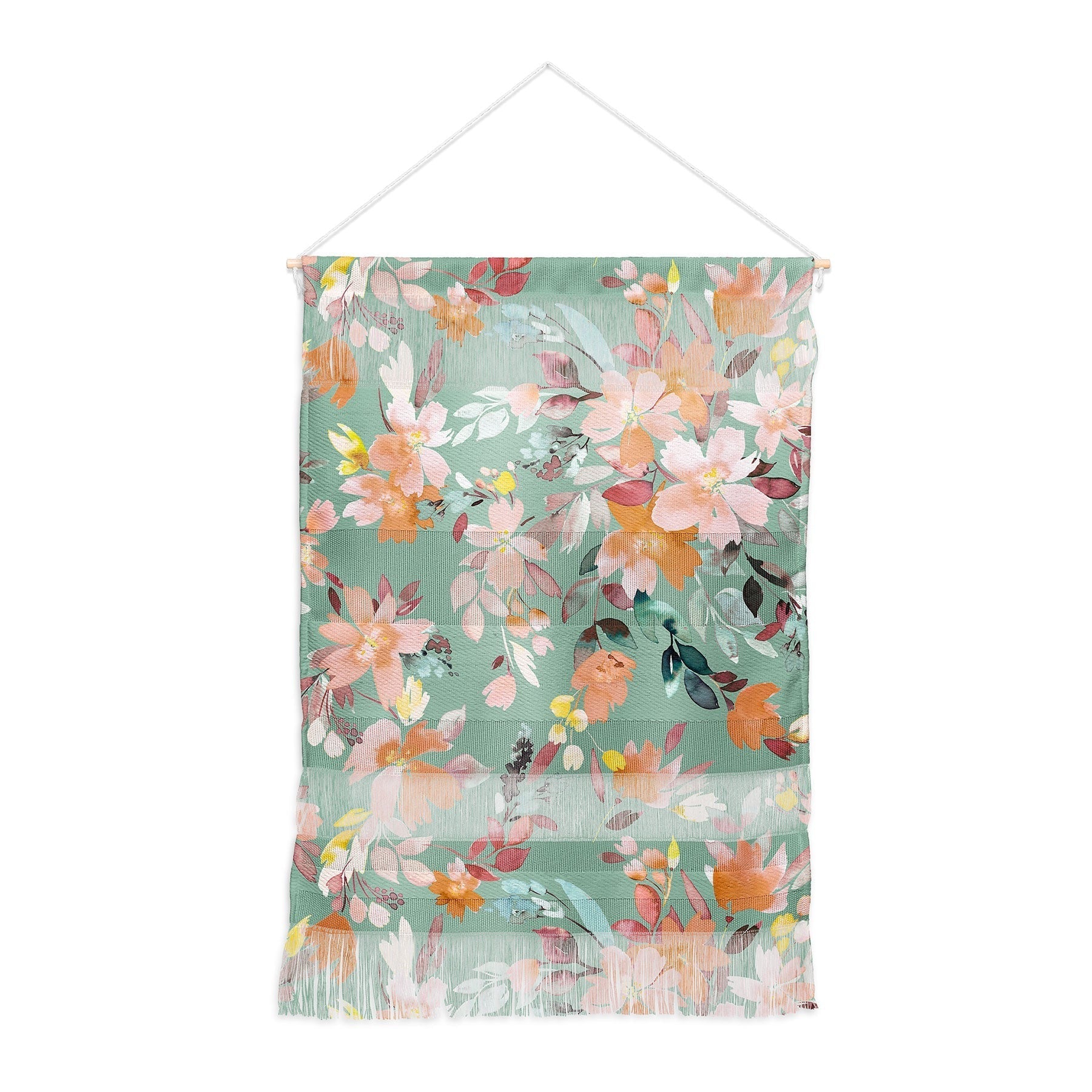 Ninola Design Botanic Retreat Floral Oleander Whimsical Teal Green Wall Hanging Portrait