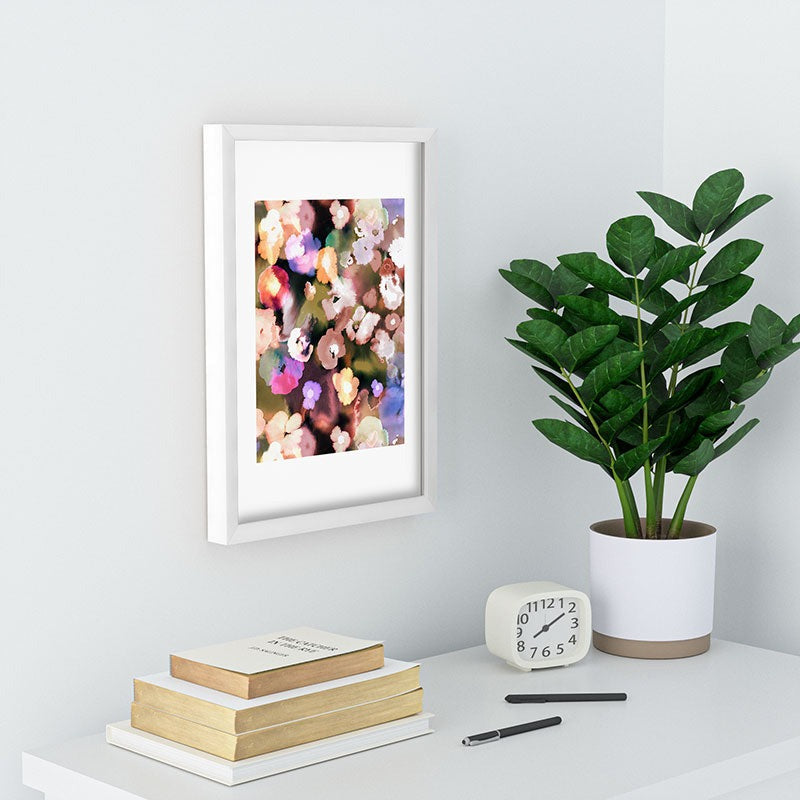 Ninola Design Botanic Retreat Ombre Abstract Watercolor Flowers Pink gold Recessed Framing Rectangle