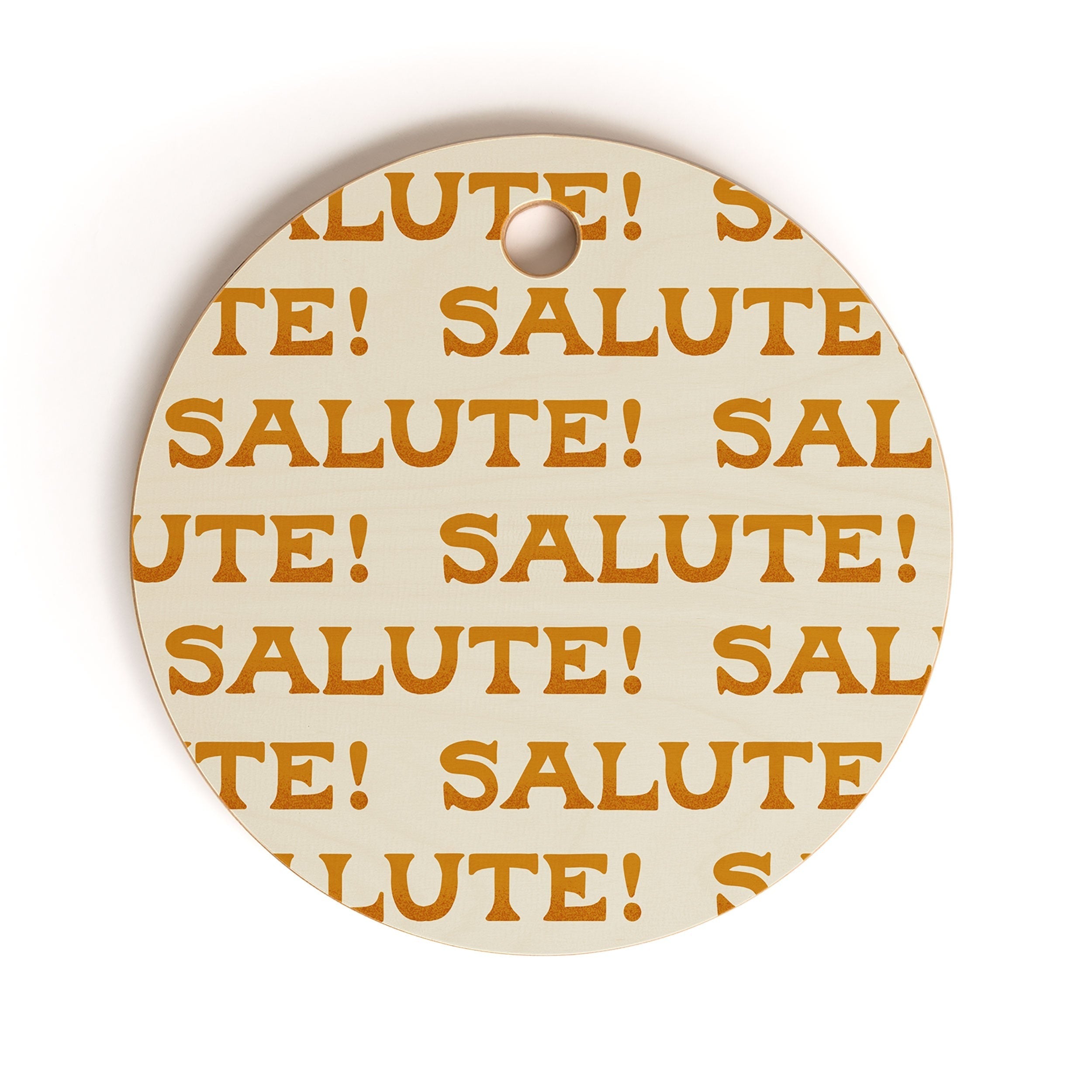 Jessica Molina Salute Gold Pattern on Cream Cutting Board Round