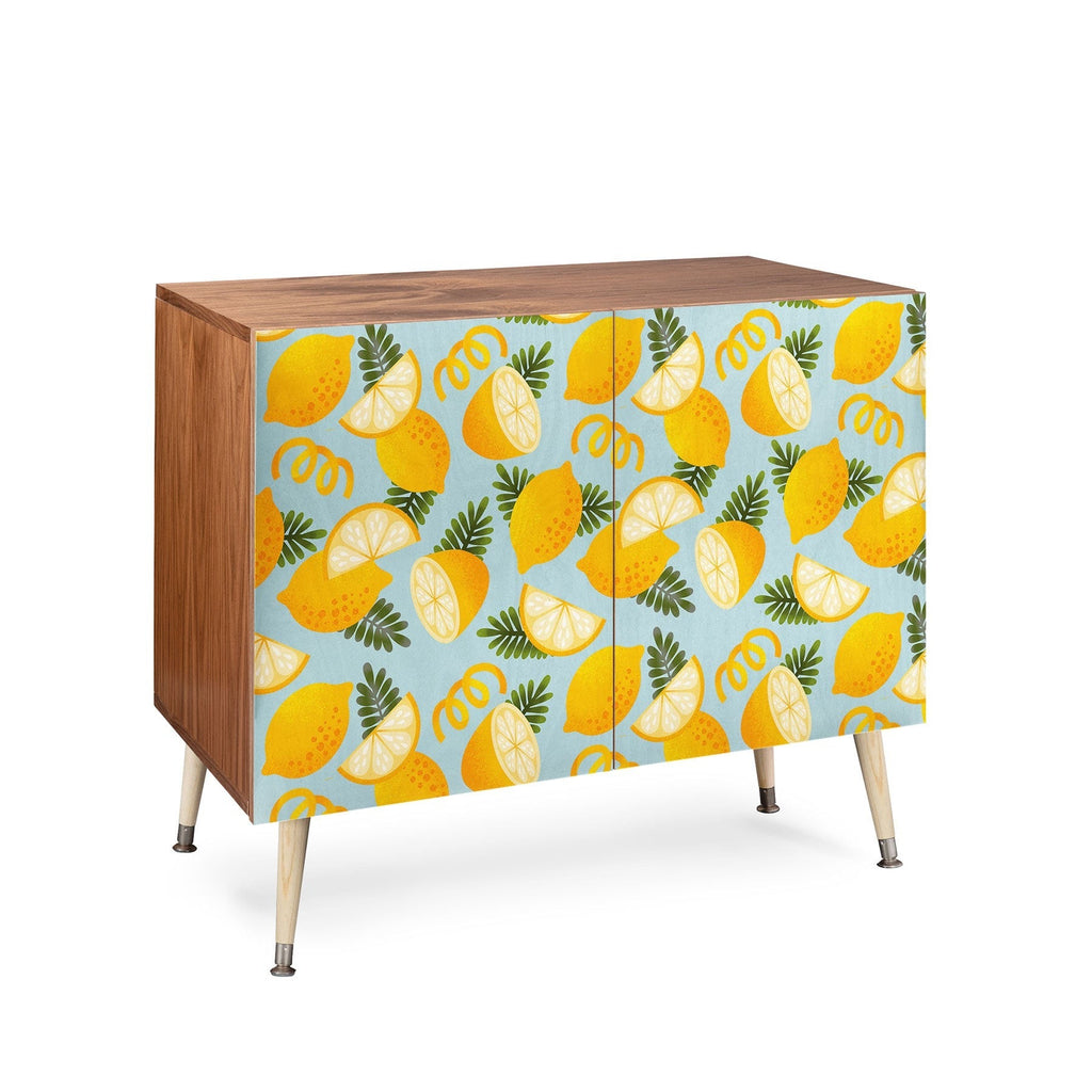 Jessica Molina Lemon Pattern on Sky Blue Credenza