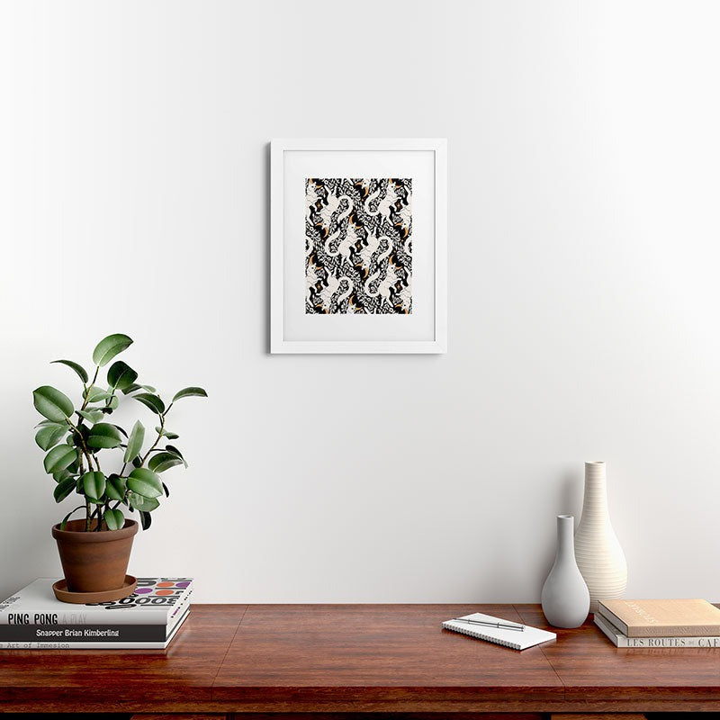 Avenie Celestial Cats Gold Framed Art Print