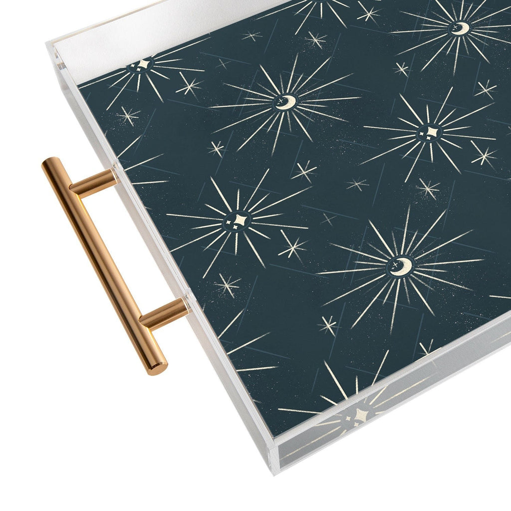 Little Om Pattern Little Moon navy Acrylic Tray