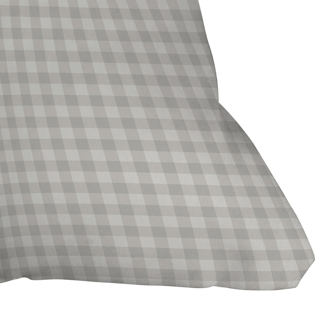 Colour Poems Gingham Plaid Pattern Cloud White Throw Pillow