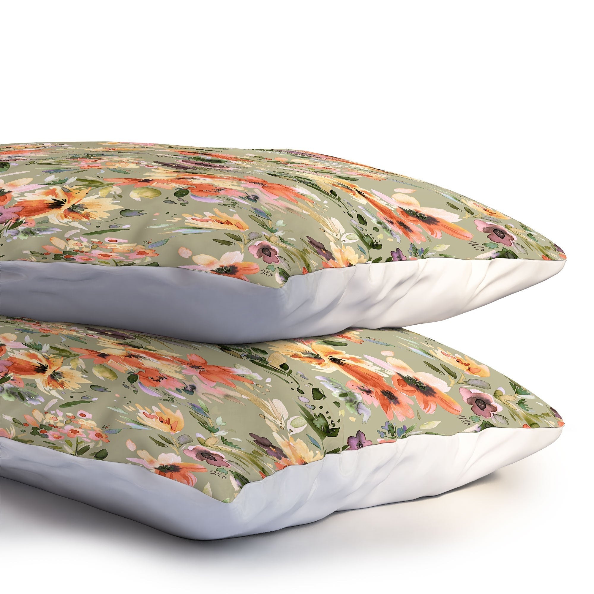 Ninola Design Botanic Retreat Floral Oleander Whimsical Teal Green Pillow Shams