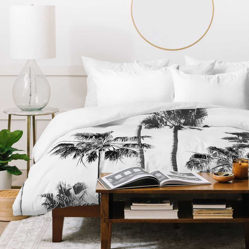 Gal Design Black And White Palms Duvet Cover