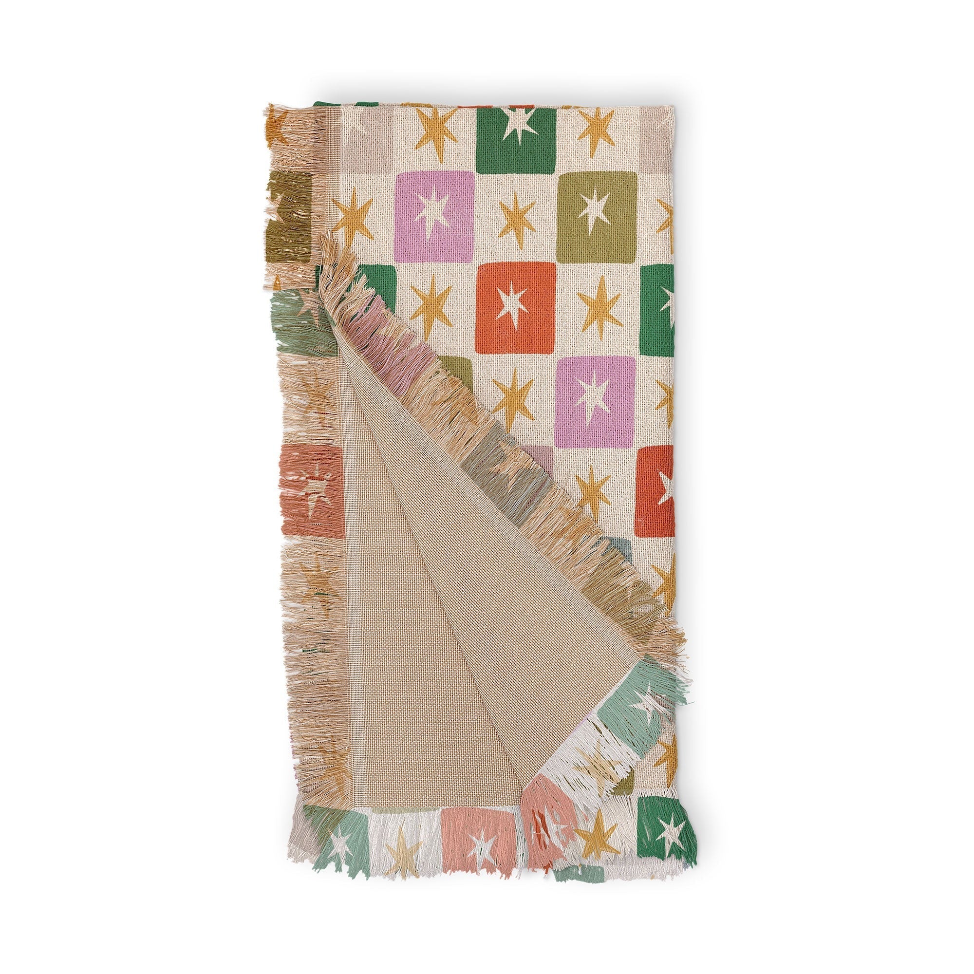 LouBruzzoni Retro Star Block Pattern Throw Blanket