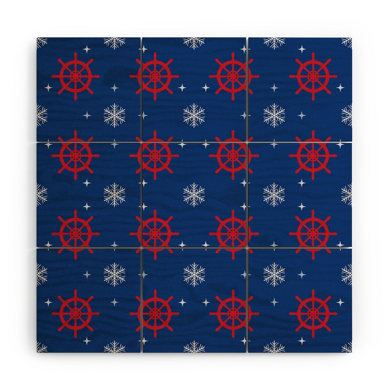 Design by Spark Holiday Helms and Snowflakes Wood Wall Mural