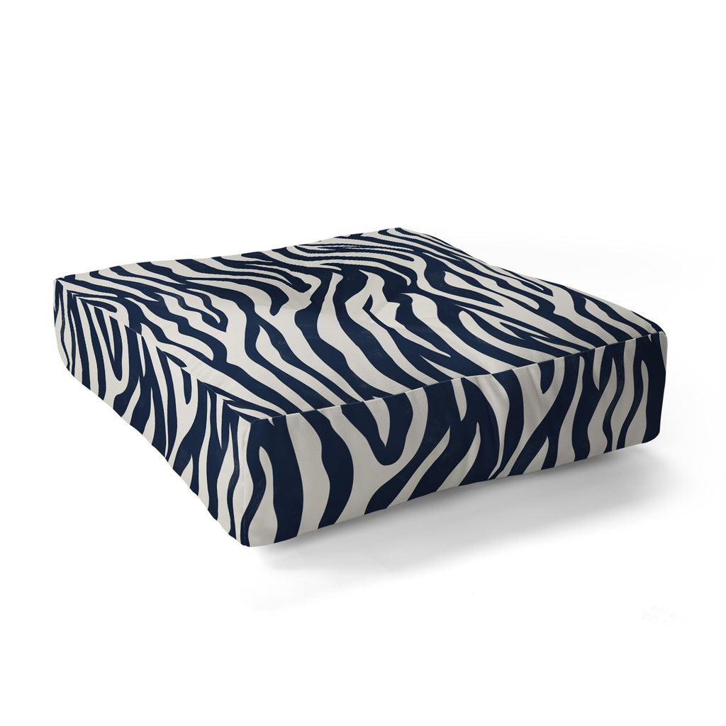 Avenie BR Navy Tiger Stripes Floor Pillow Square