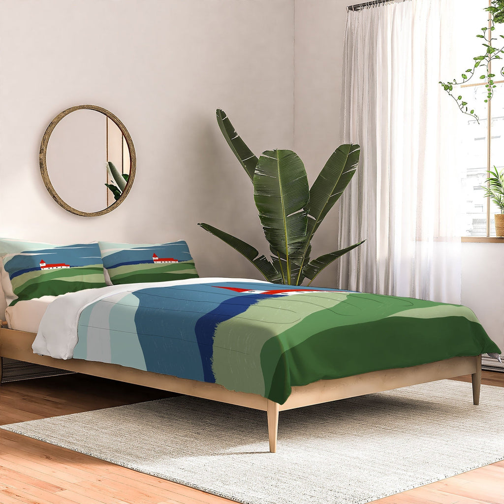 Valeria Frustaci Red roof in Iceland Comforter