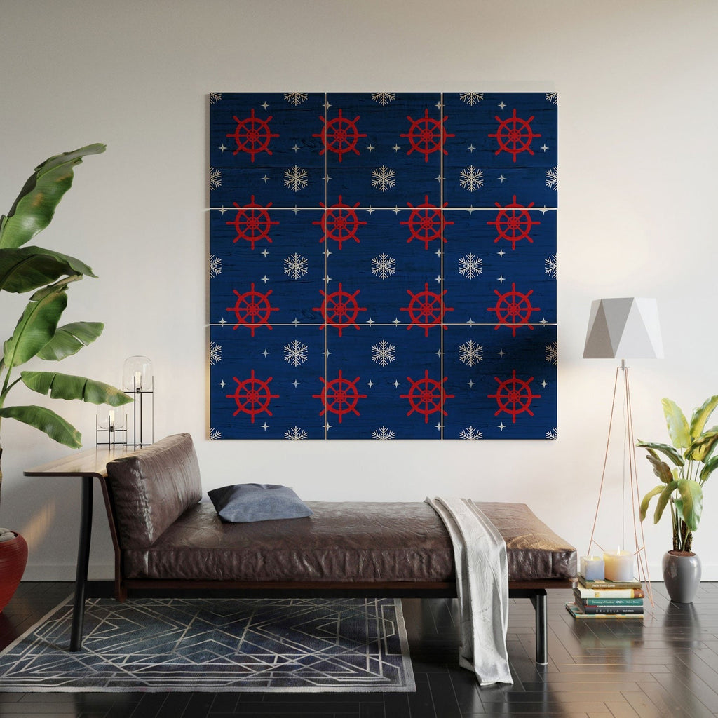 Design by Spark Holiday Helms and Snowflakes Wood Wall Mural