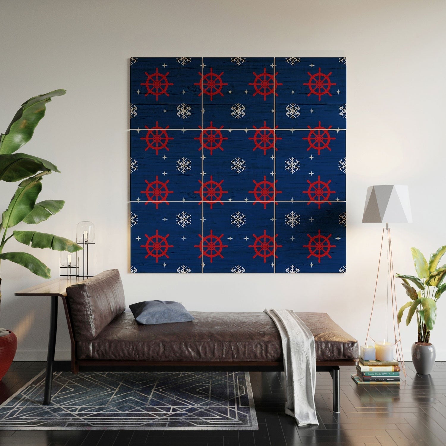 Design by Spark Holiday Helms and Snowflakes Wood Wall Mural
