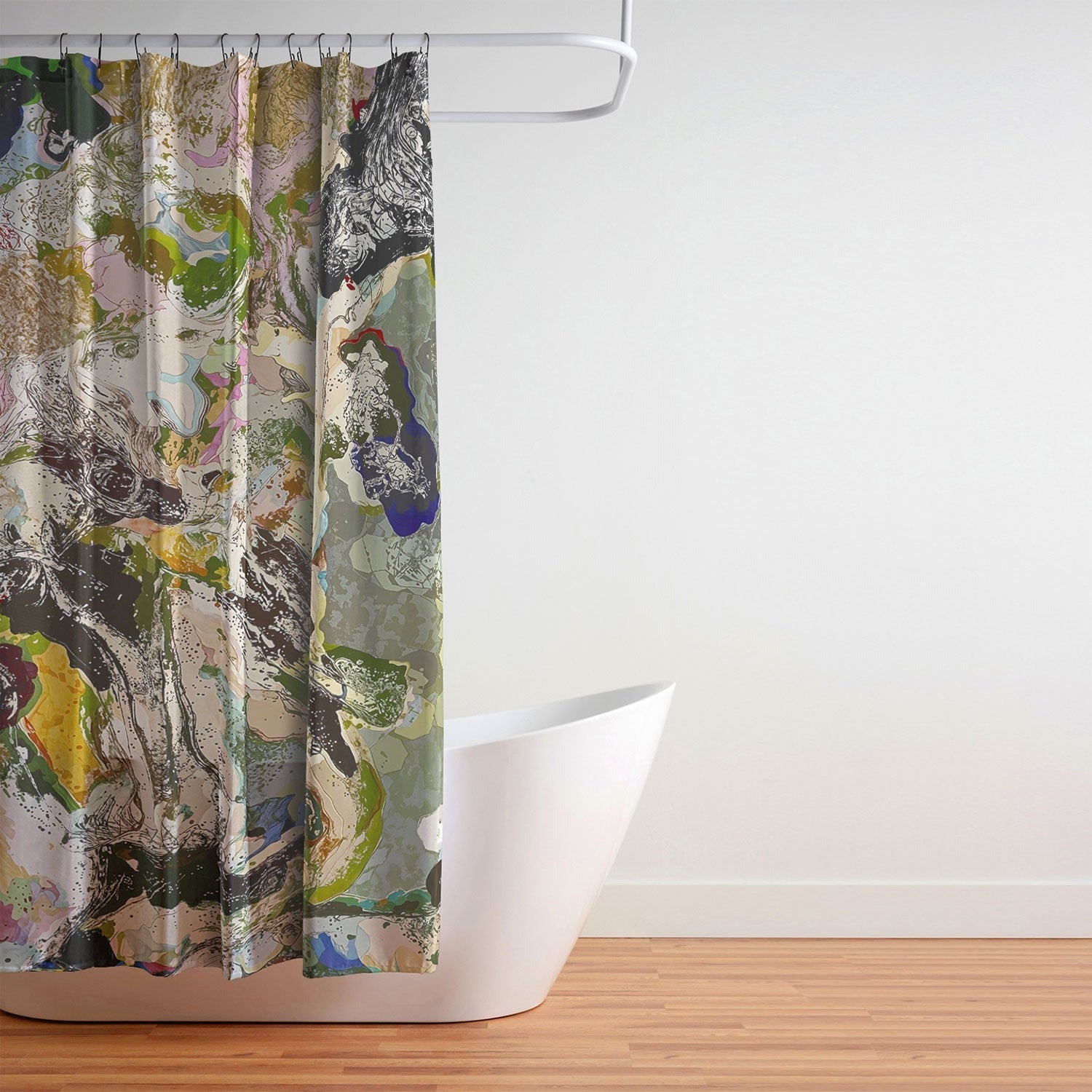83 Oranges Echoes Beneath the Surface Shower Curtain