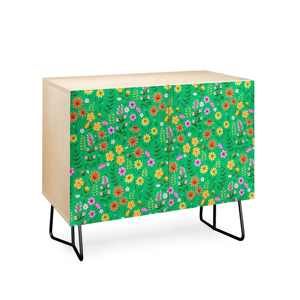 Pimlada Phuapradit Ditsy Spring Floral Green Credenza