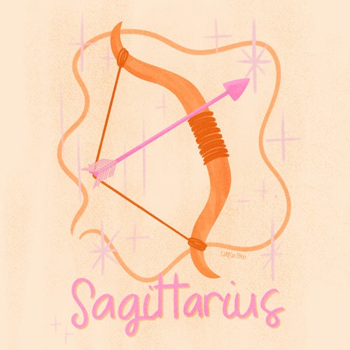Little Om Zodiac Sign Sagittarius Shower Curtain