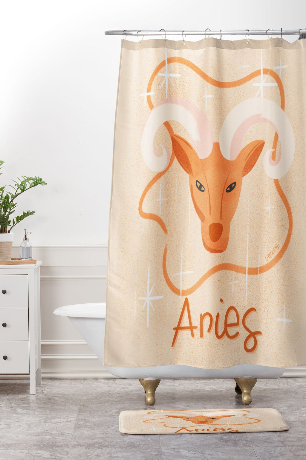 Little Om Zodiac Signs Aries Memory Foam Bath Mat