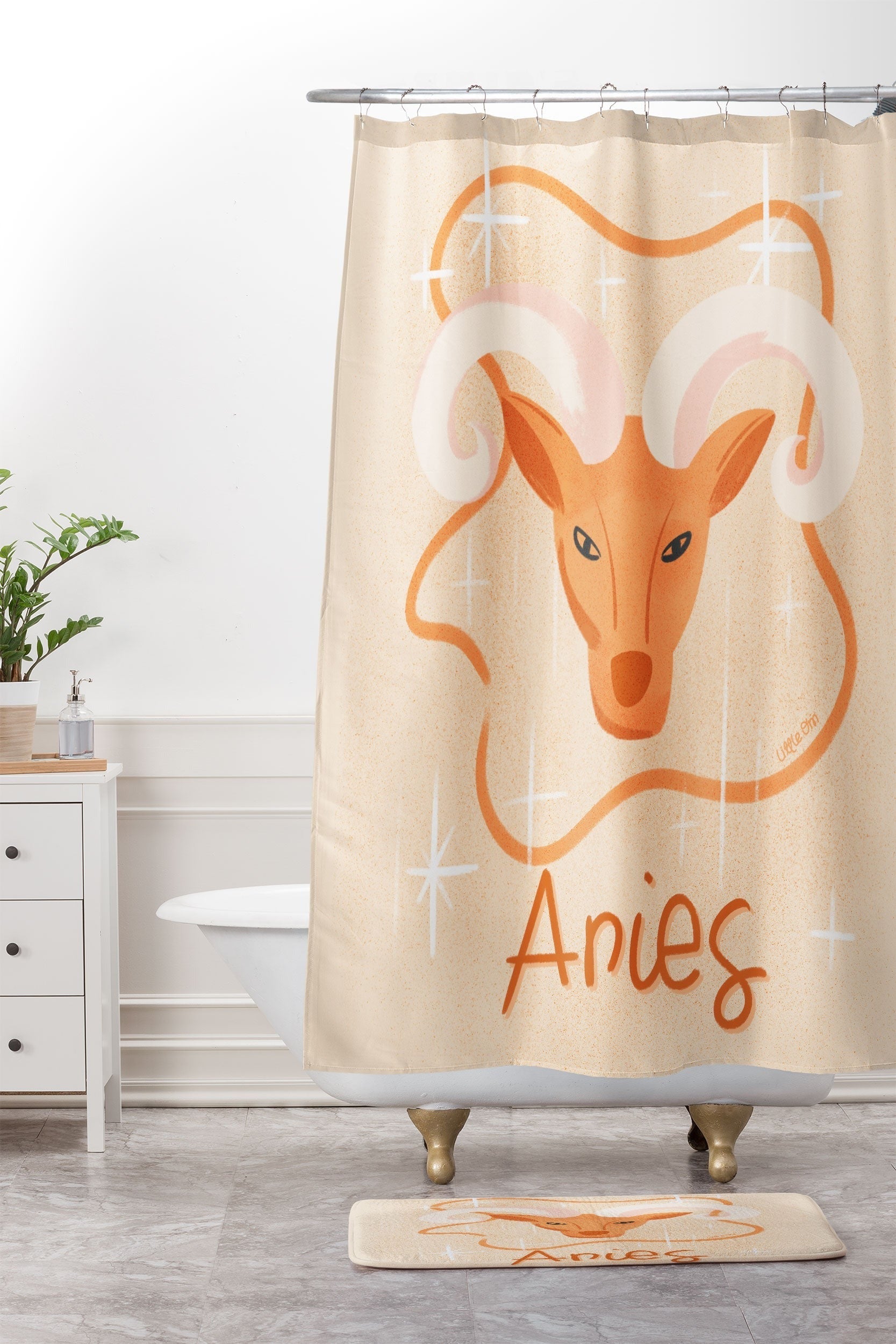 Little Om Zodiac Signs Aries Memory Foam Bath Mat