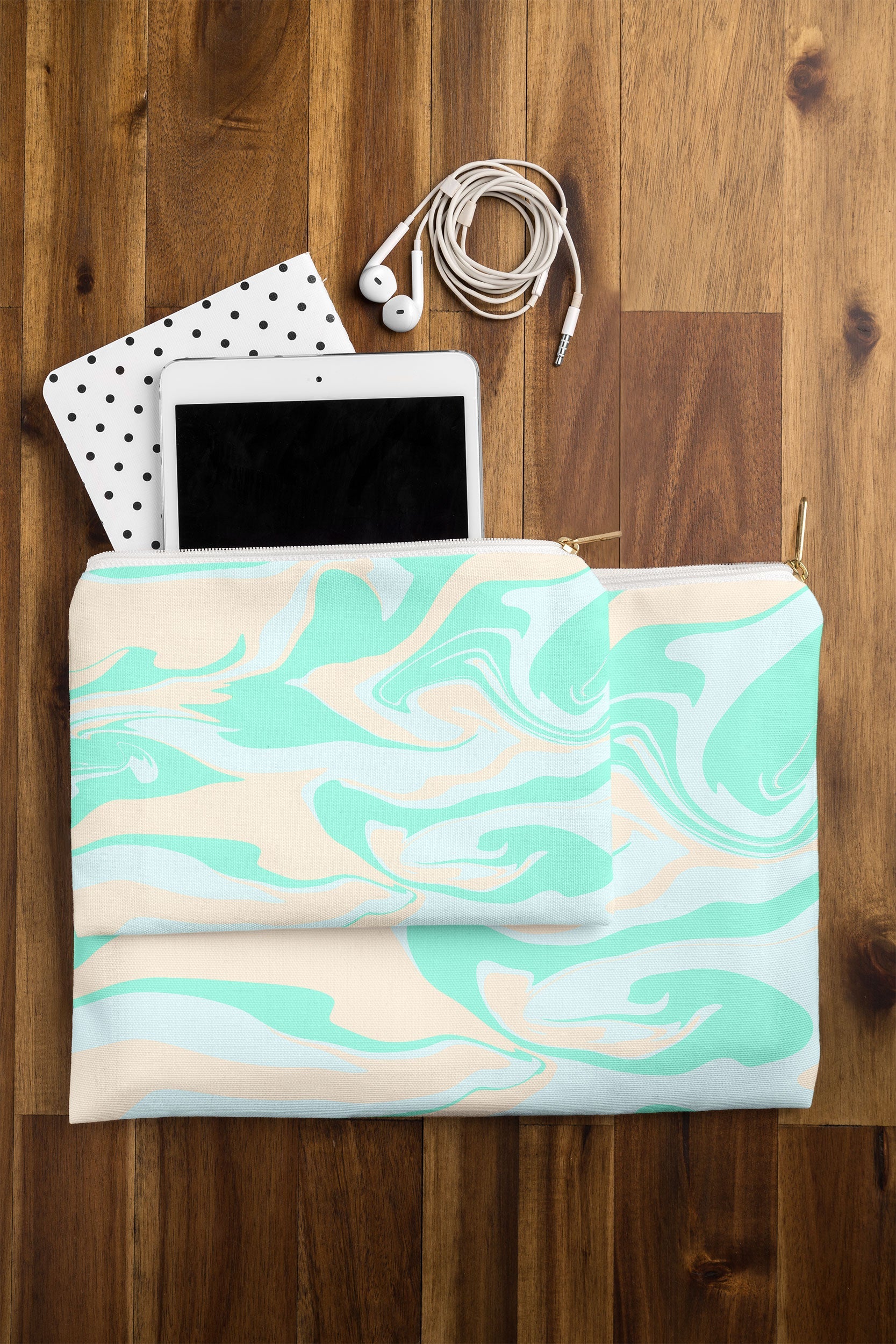 Wesley Bird Hypnotic Camo Seafoam Pouch