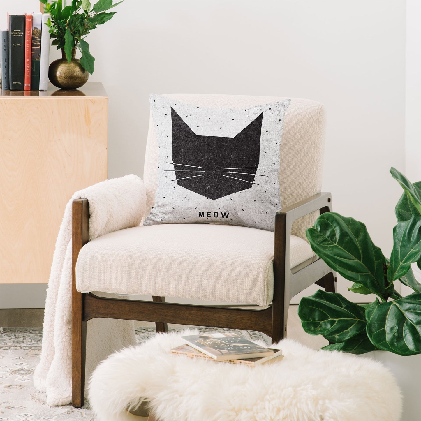 Wesley Bird Meow Throw Pillow