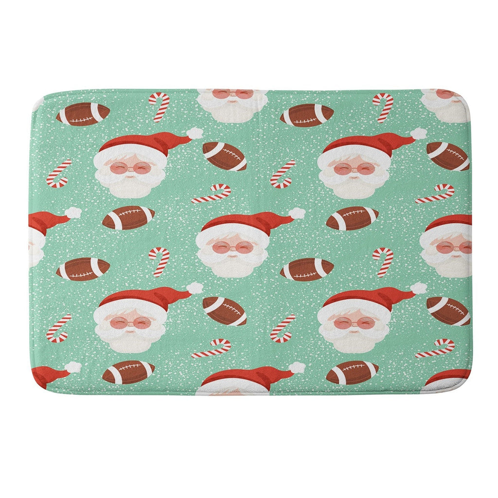 Design by Spark Sporty Football Santa Holiday Memory Foam Bath Mat