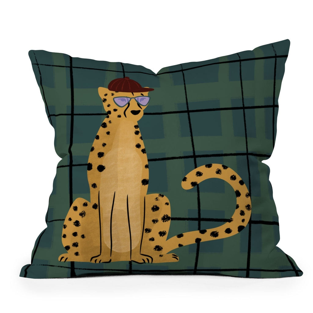 Design by Spark Cheetah Cool Cat Outdoor Throw Pillow