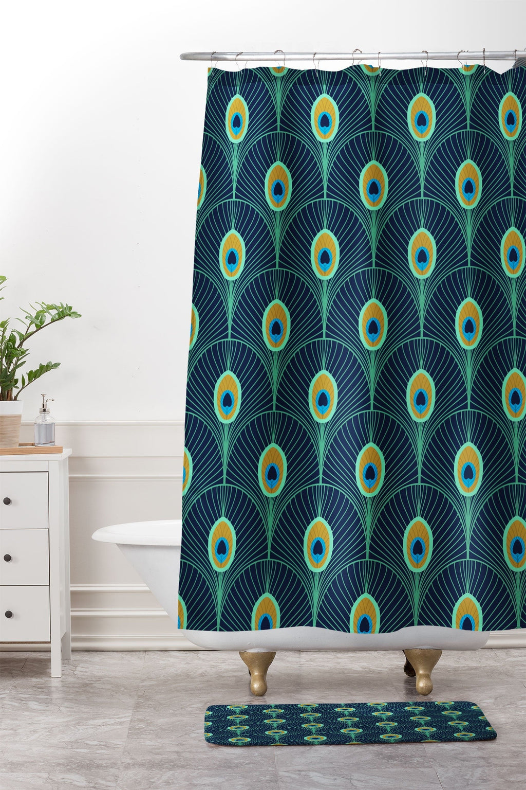 Design by Spark Peacock Deco Feathers Memory Foam Bath Mat
