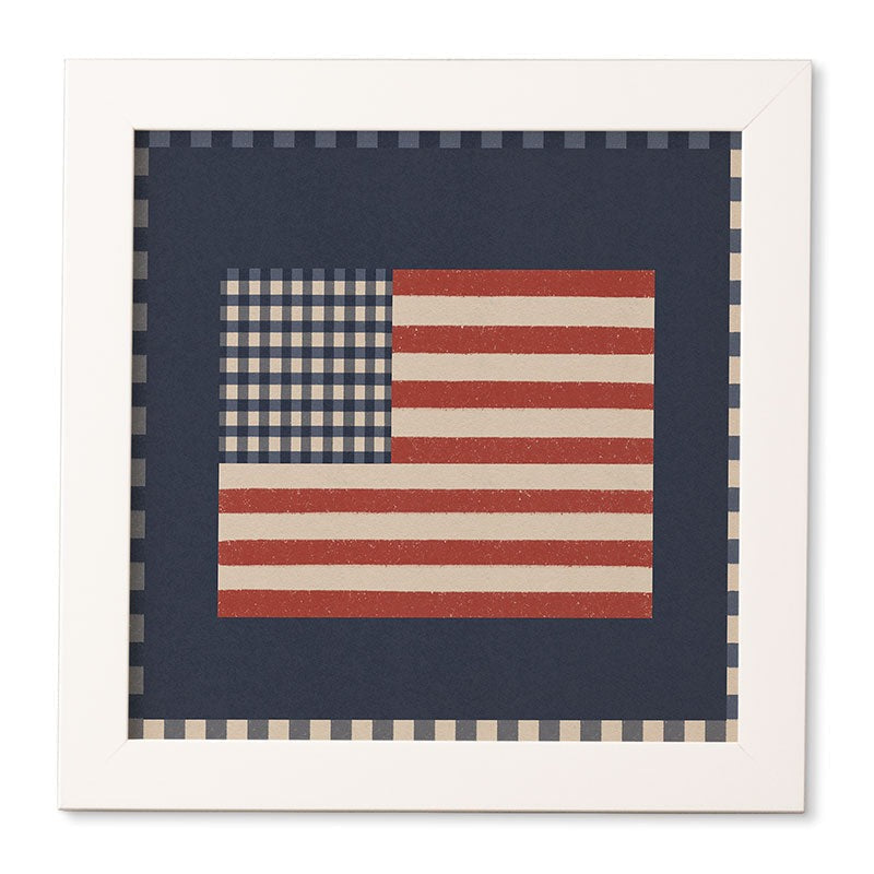 DENY Designs Gingham Flag Framed Wall Art