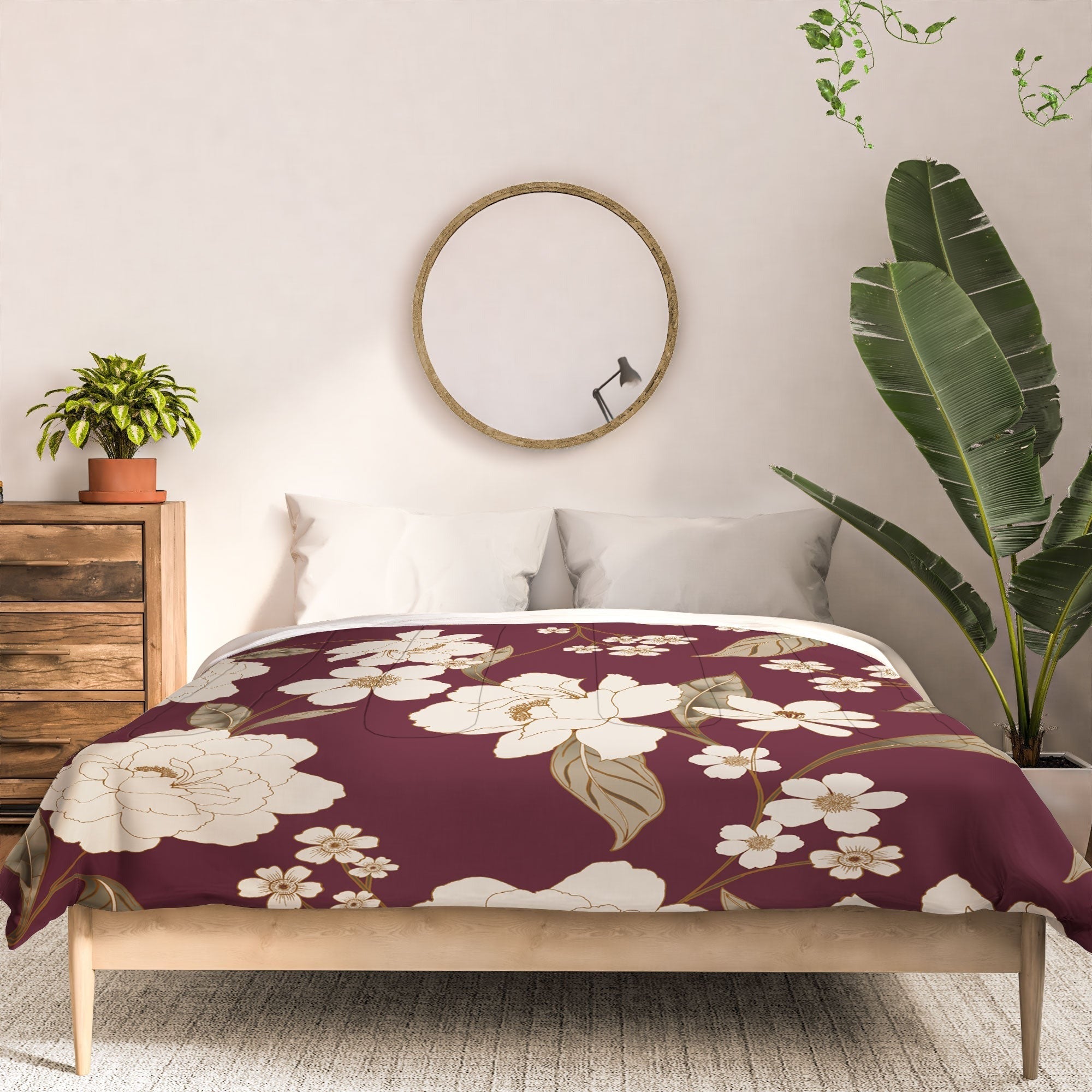 Gabriela Fuente Burgundy Floral Roberta Comforter