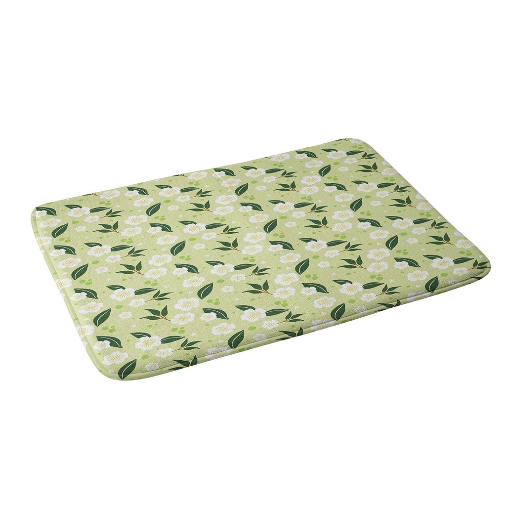 Design by Spark Matcha Tea Florals Memory Foam Bath Mat