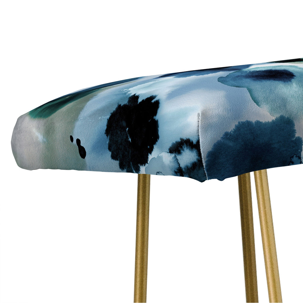 Ninola Design Botanic Retreat Ombre Abstract Watercolor Flowers Blue Navy Bench